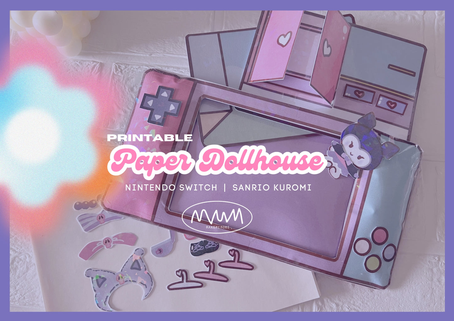 Paper Printable featuring Kuromi Squishy Dollhouse in Nintendo Switch | Personal Use only